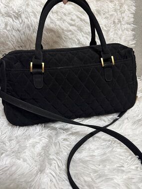Vera Bradley Quilted Black Women's Satchel Bag with Gold Accents